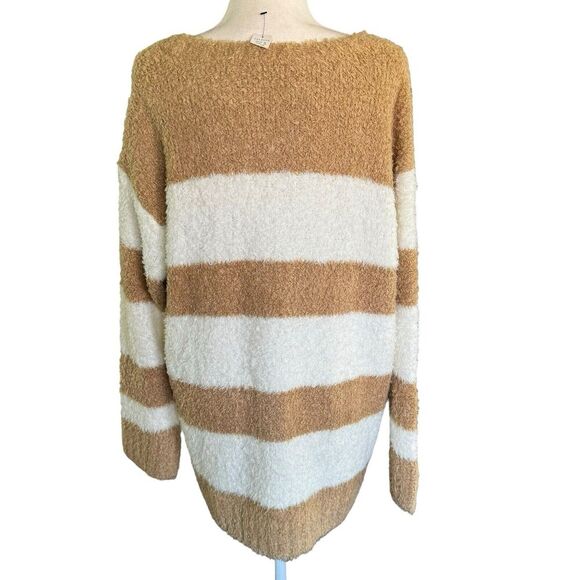 Talbots Ultra Plush Striped Sweater Tan White Crewneck Size 2X - Picture 3 of 9